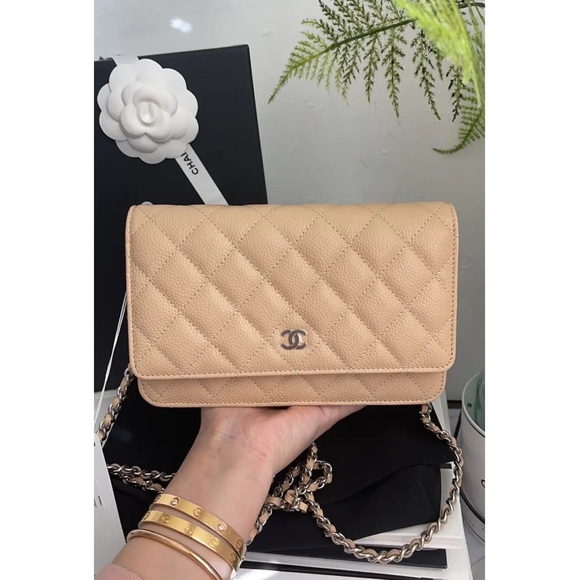 CHANEL Tan Quilted Crossbody Bag - Picture 1 of 12